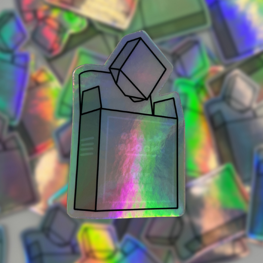 Pegatina holográfica de caja de tiza